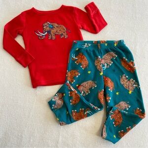 Cat & Jack Unisex 18 Mo Wooly Mammoth Holiday Pajamas Cotton Top Fleece Pants